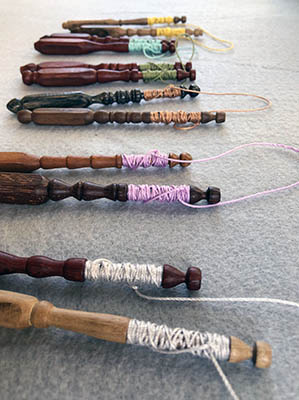 6 pairs of bobbins wound