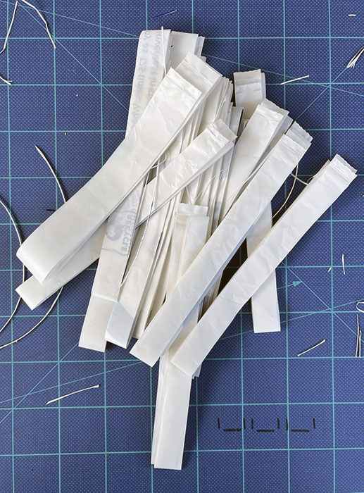 A pile of 1/2 strips of plastic