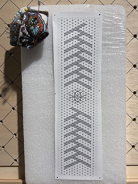 bobbin lace pattern on Styrofoam 