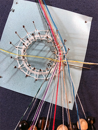 Bobbin lace circle working