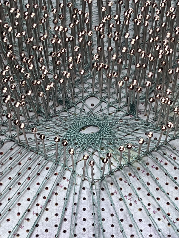 Asterisks spider in the center of the lace.  